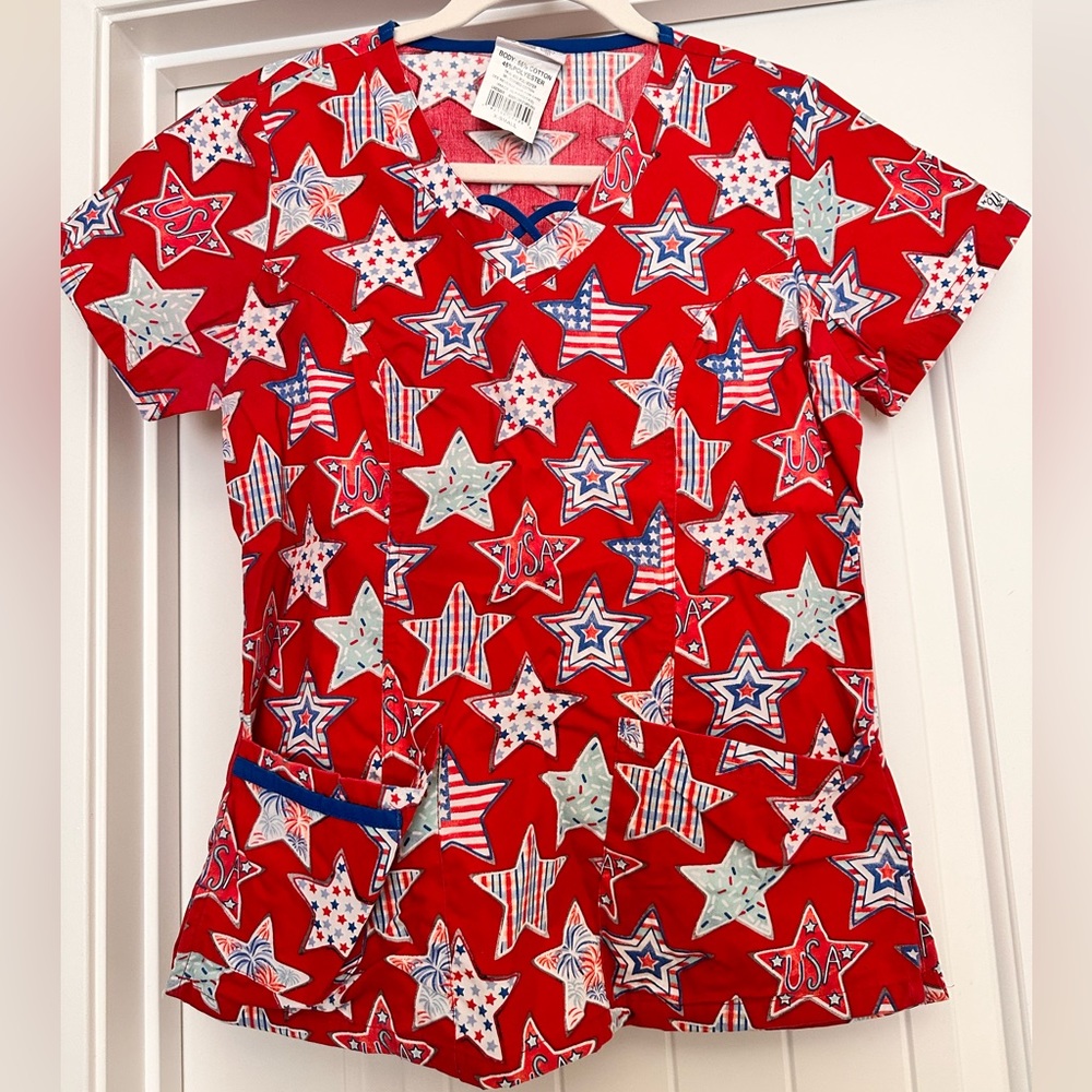 Patriotic scrub top